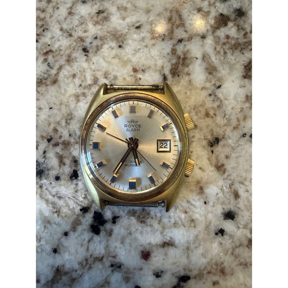 Royce Mens Manual Wind 17 Jewels Incabloc Watch 11-231 No Band Alarm Watch